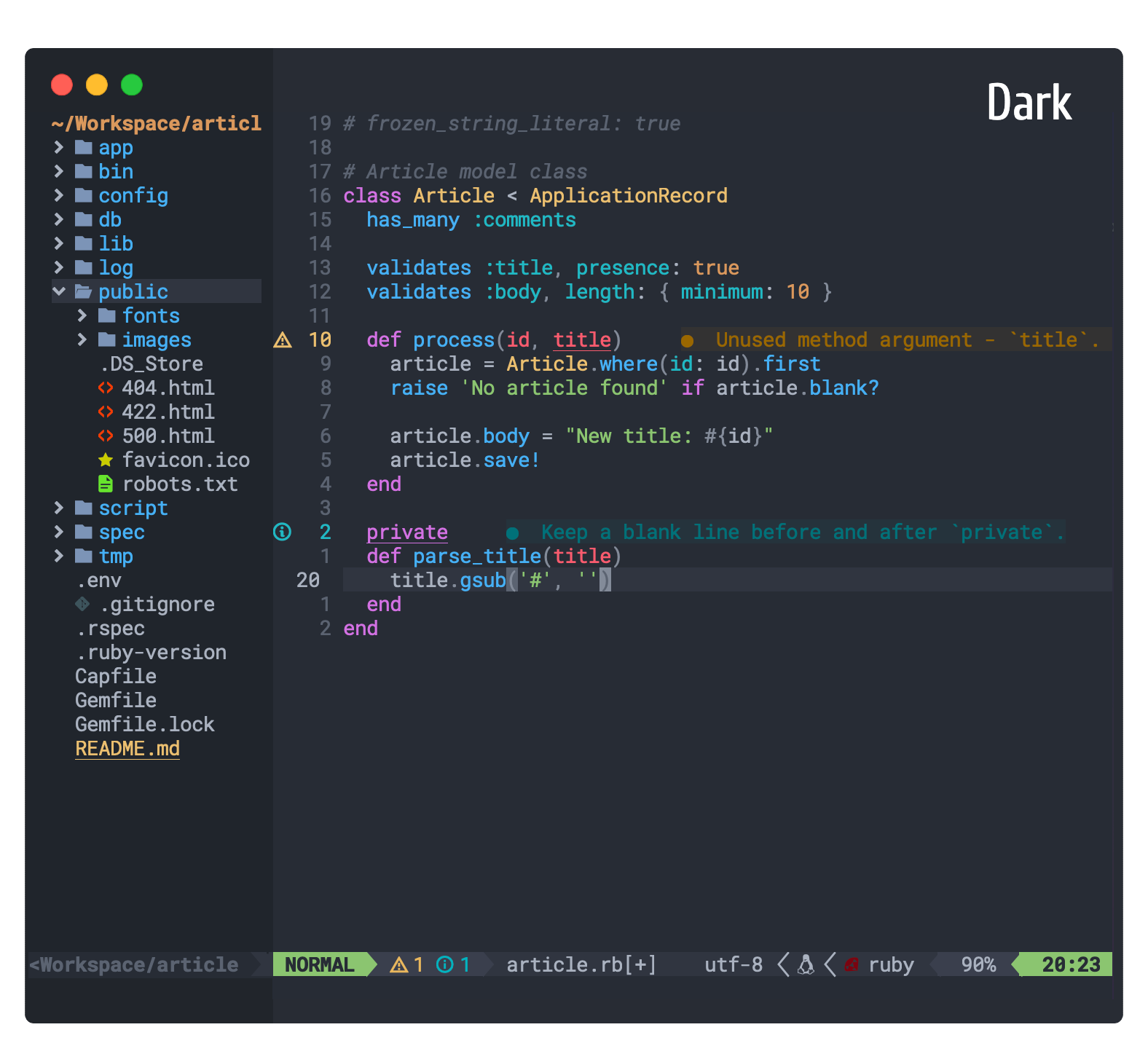 onedark.nvim screenshot 2