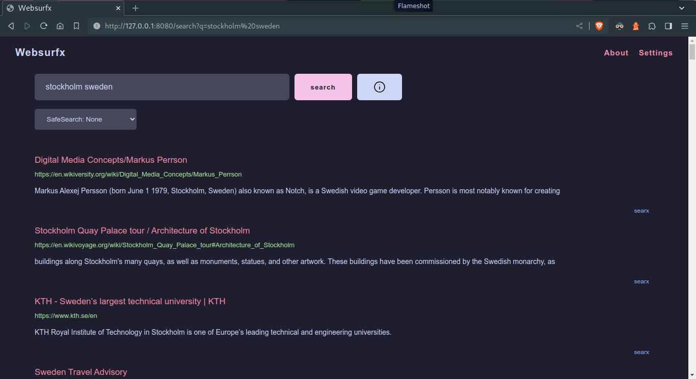 websurfx screenshot 2
