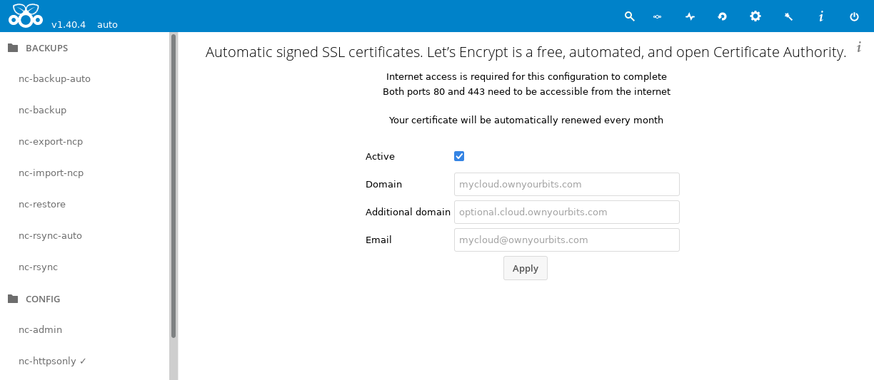 nextcloudpi screenshot 1