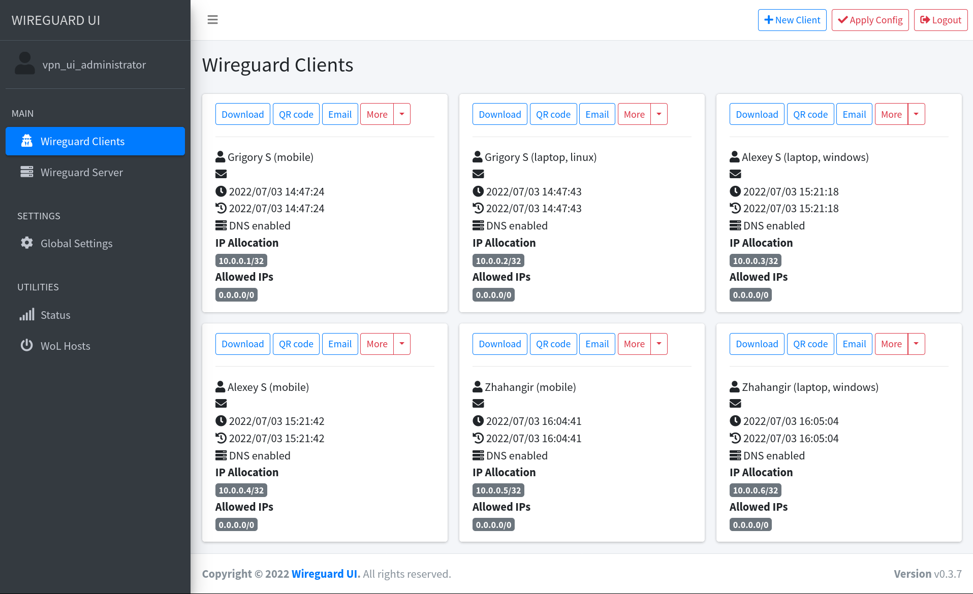 wireguard-ui screenshot 1