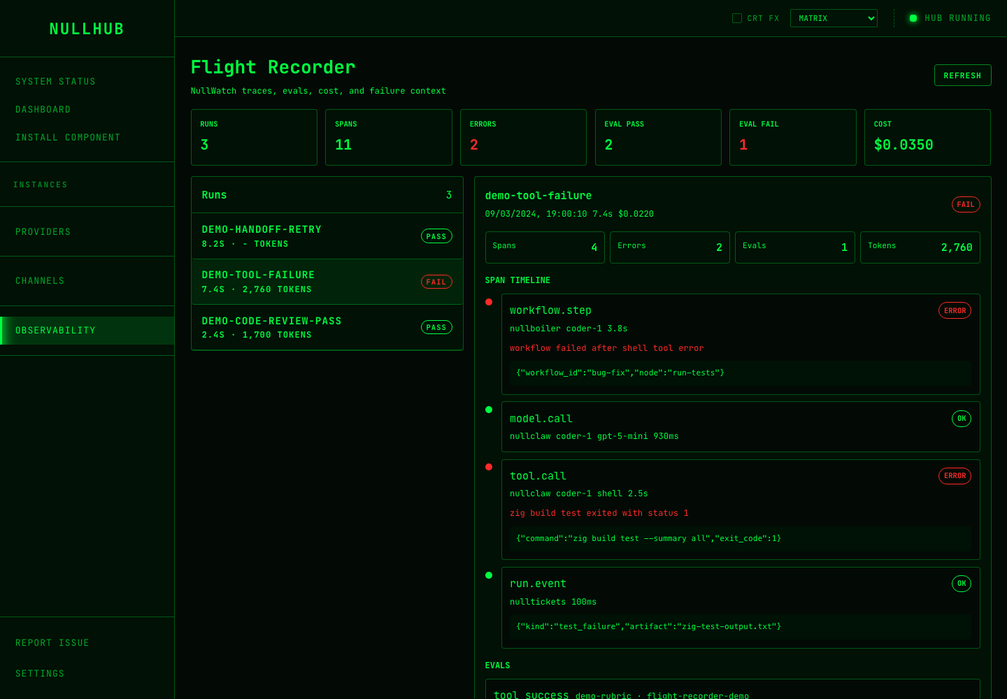 nullhub screenshot 2