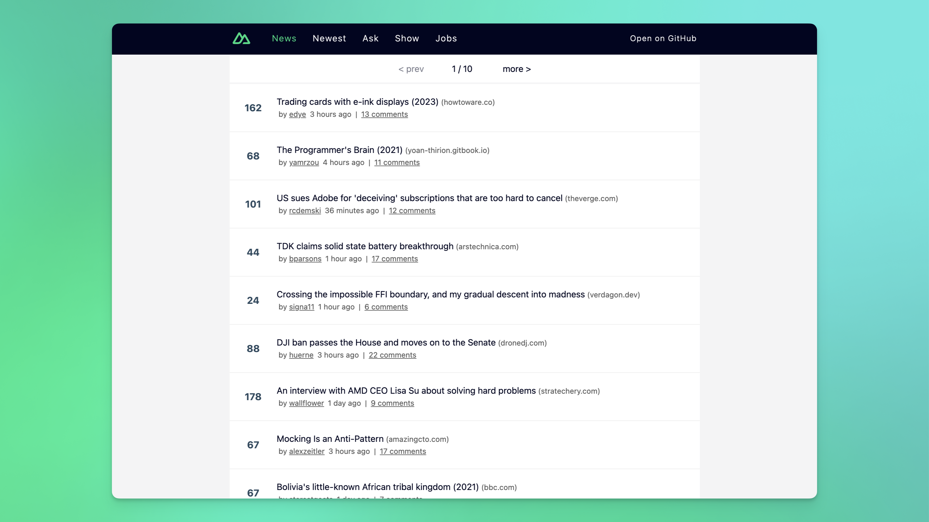 hackernews screenshot 1