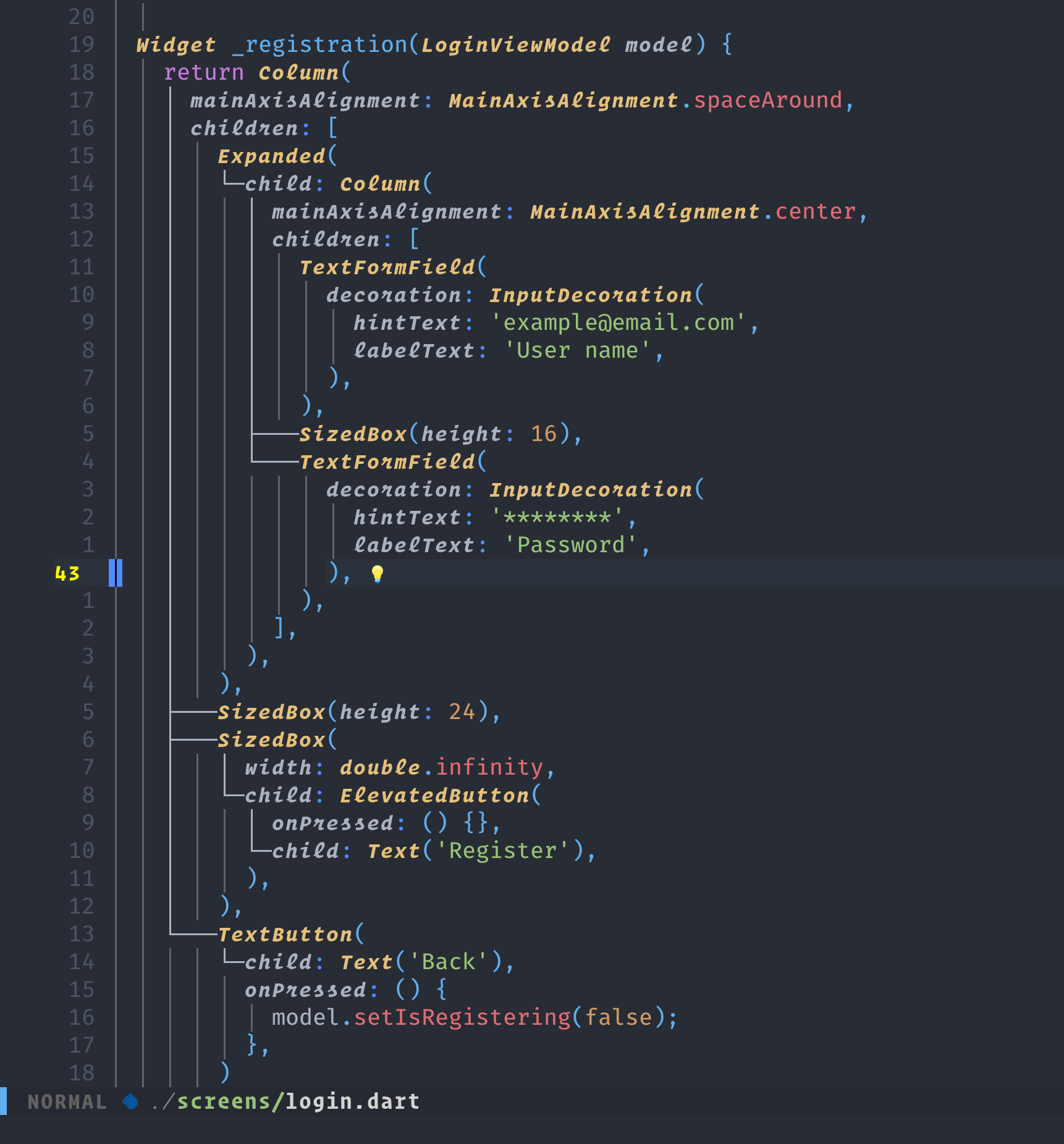 flutter-tools.nvim screenshot 5