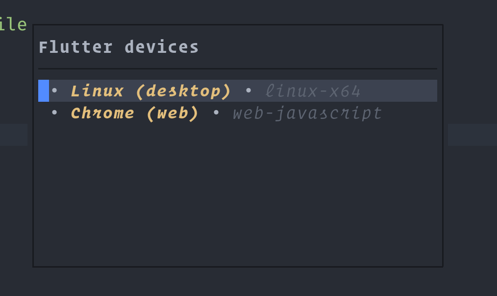 flutter-tools.nvim screenshot 2
