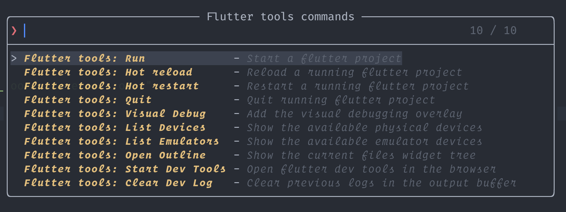 flutter-tools.nvim screenshot 9