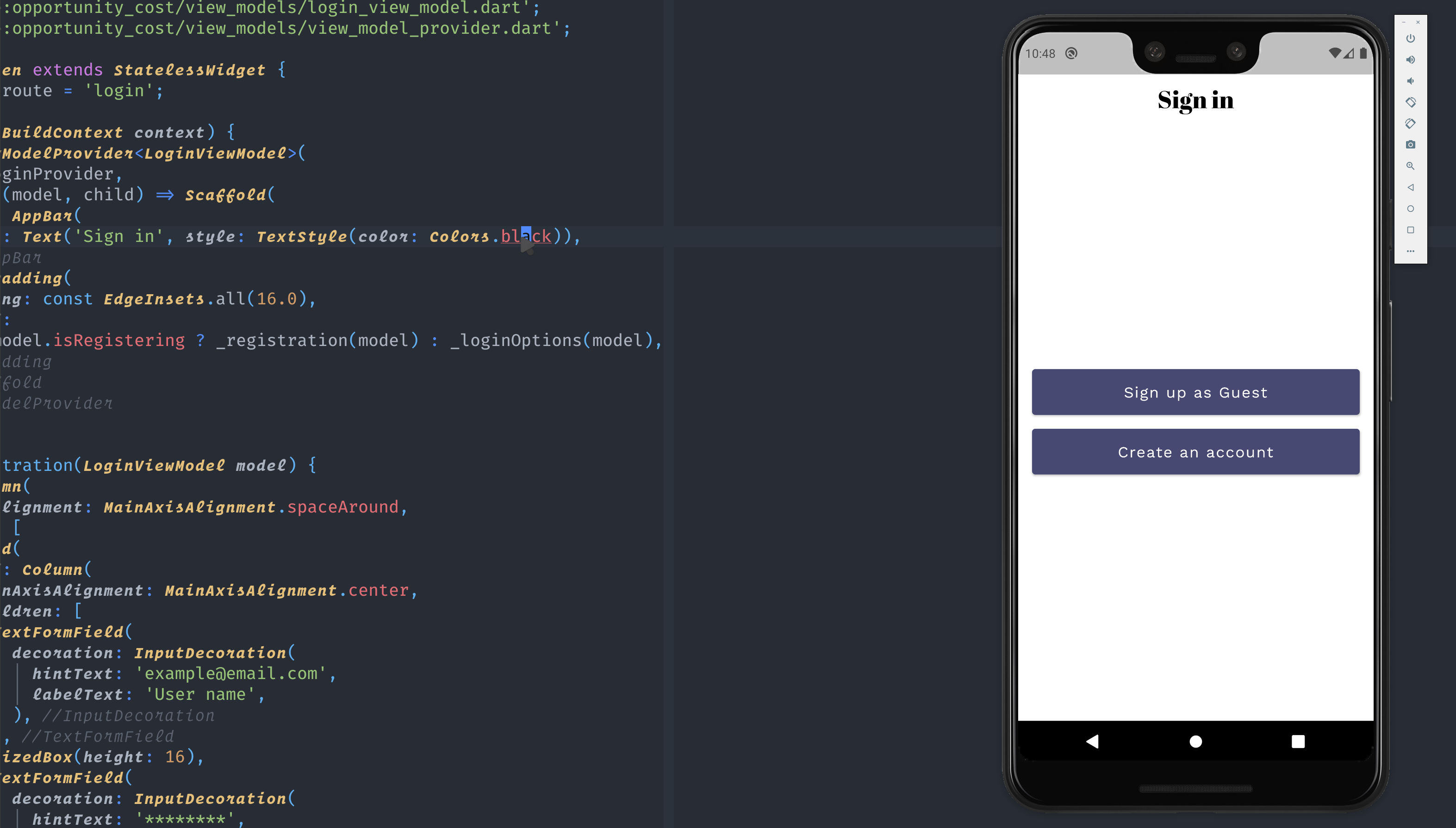 flutter-tools.nvim screenshot 1