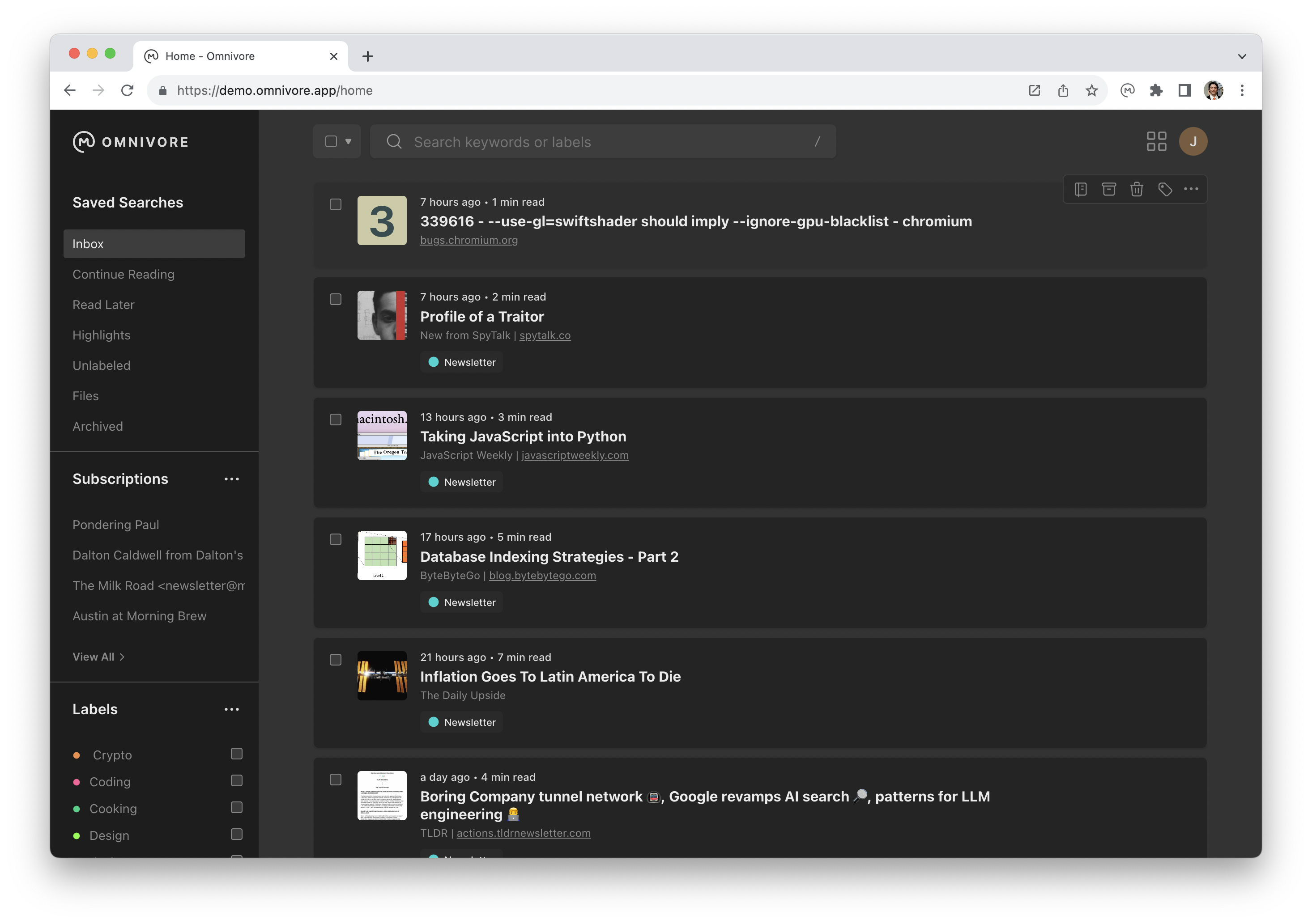 omnivore screenshot 1