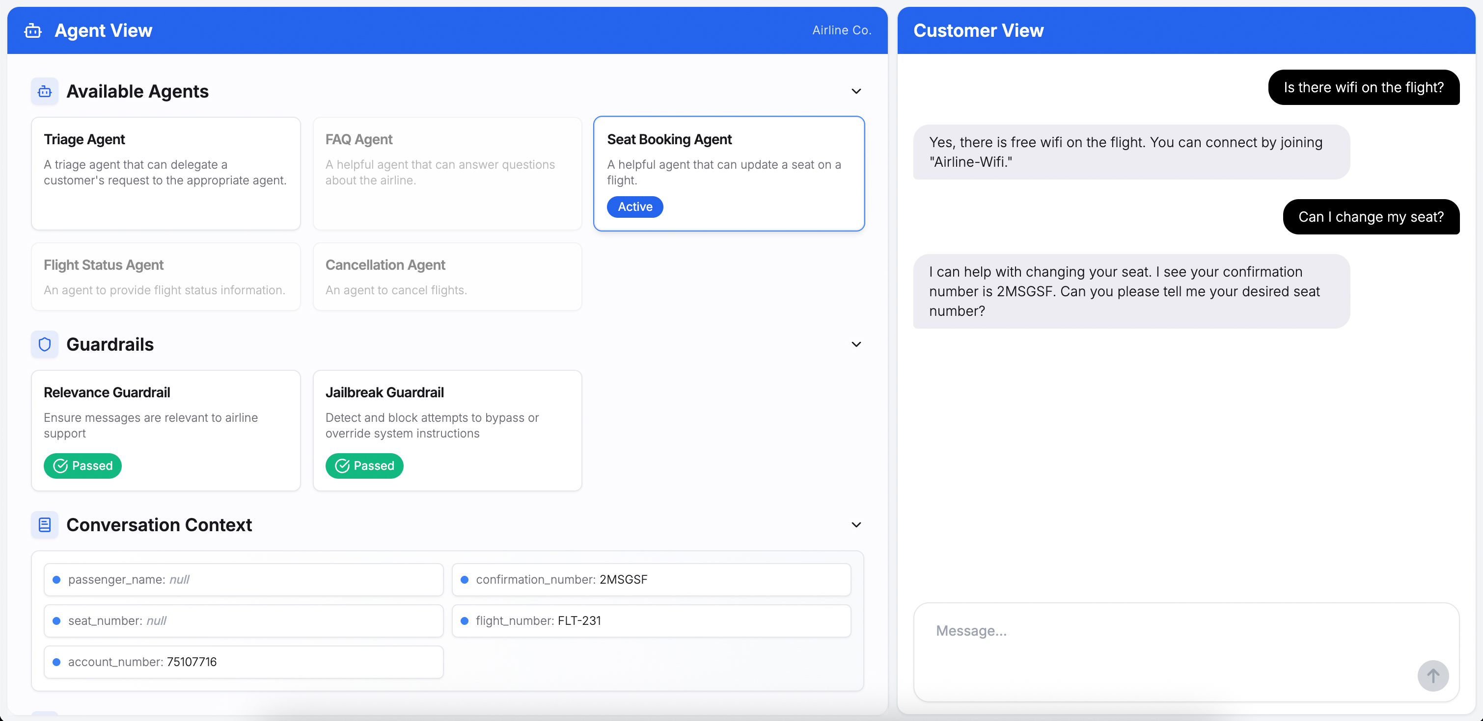 openai-cs-agents-demo screenshot 1
