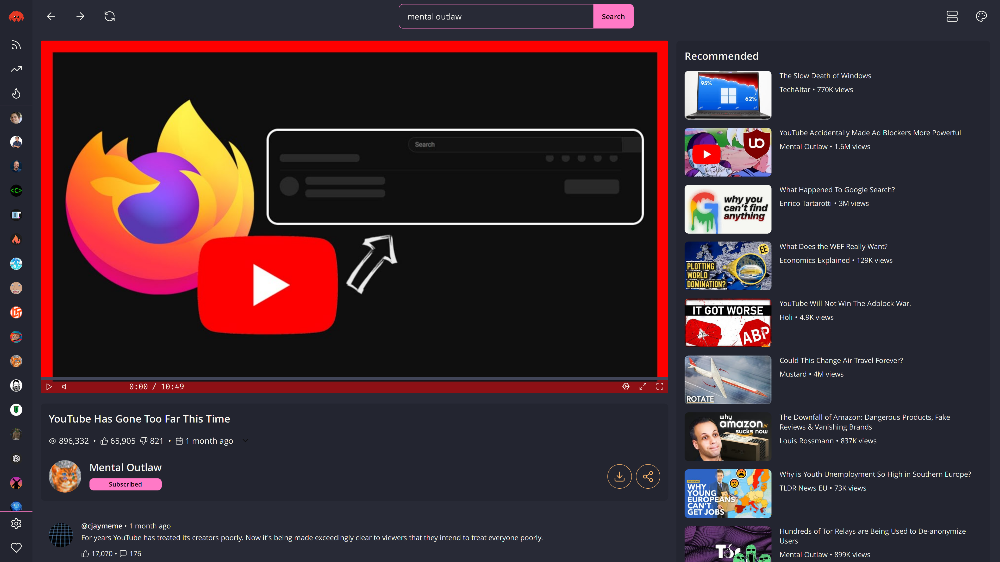 RustyTube screenshot 1