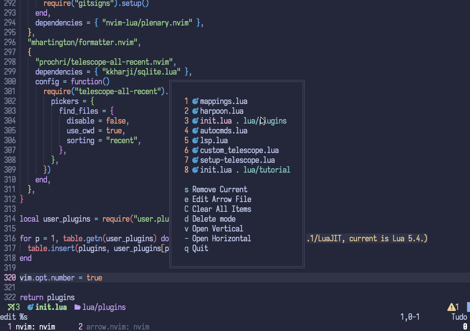 arrow.nvim screenshot 2