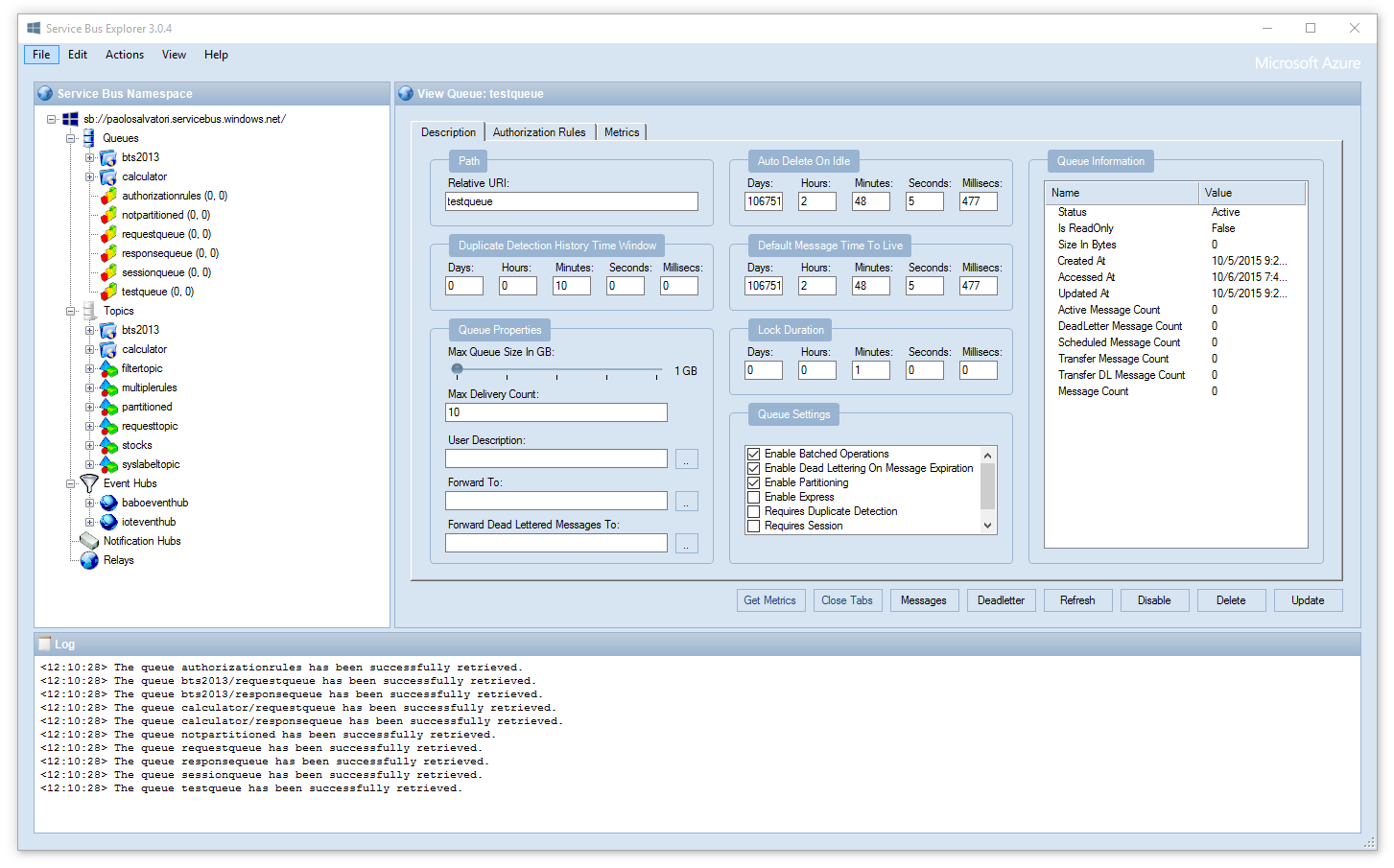 ServiceBusExplorer screenshot 1