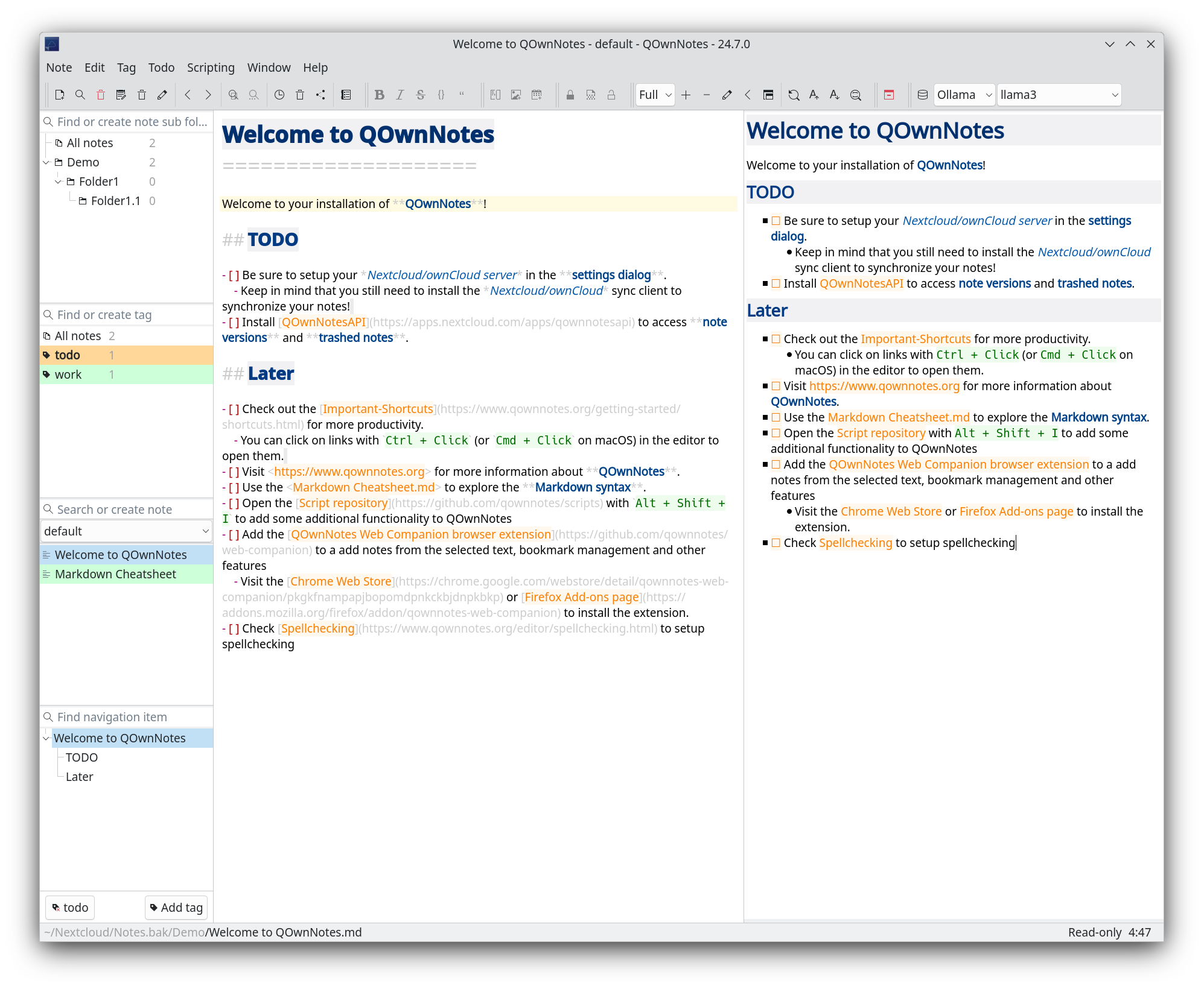 QOwnNotes screenshot 1