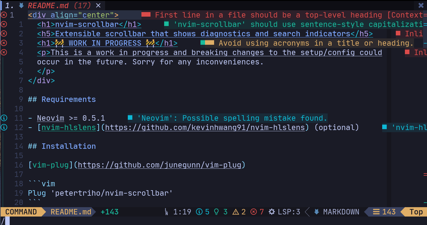 nvim-scrollbar screenshot 2