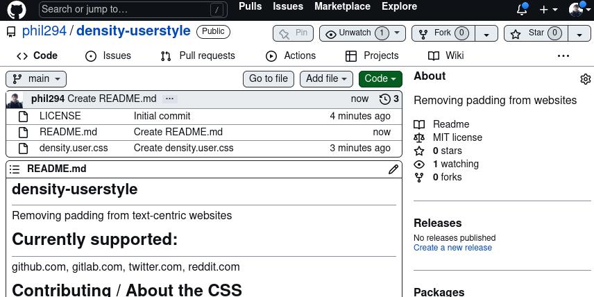 density-userstyle screenshot 1