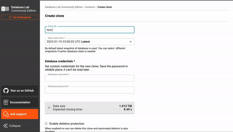 database-lab-engine screenshot 2