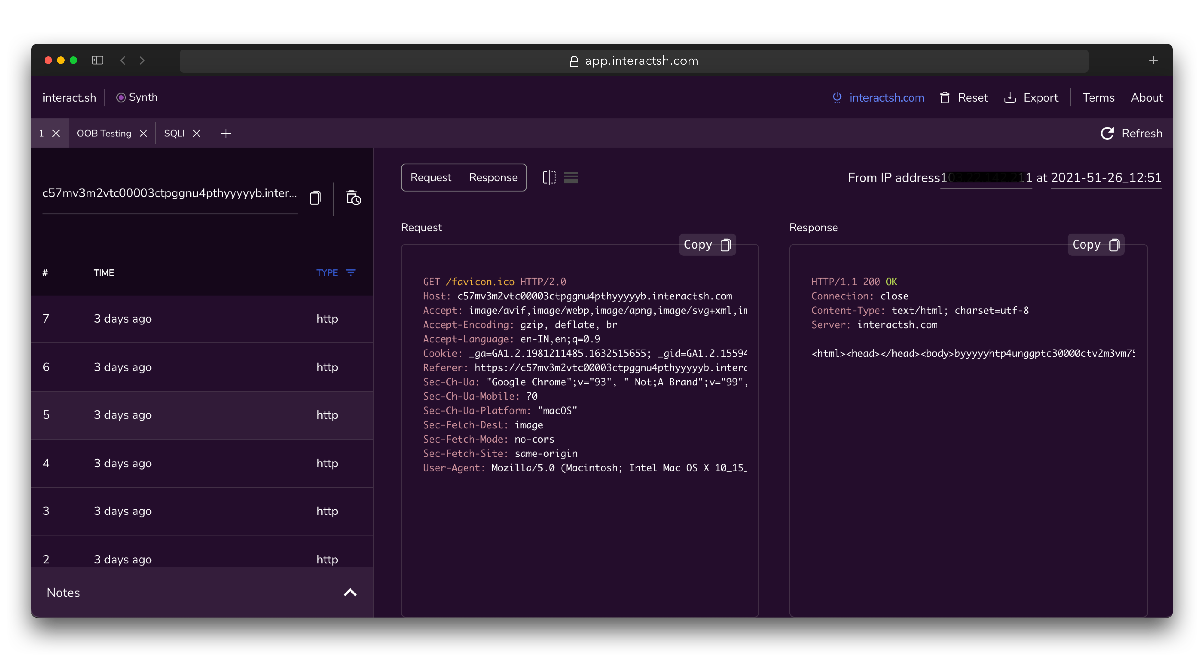 interactsh screenshot 3