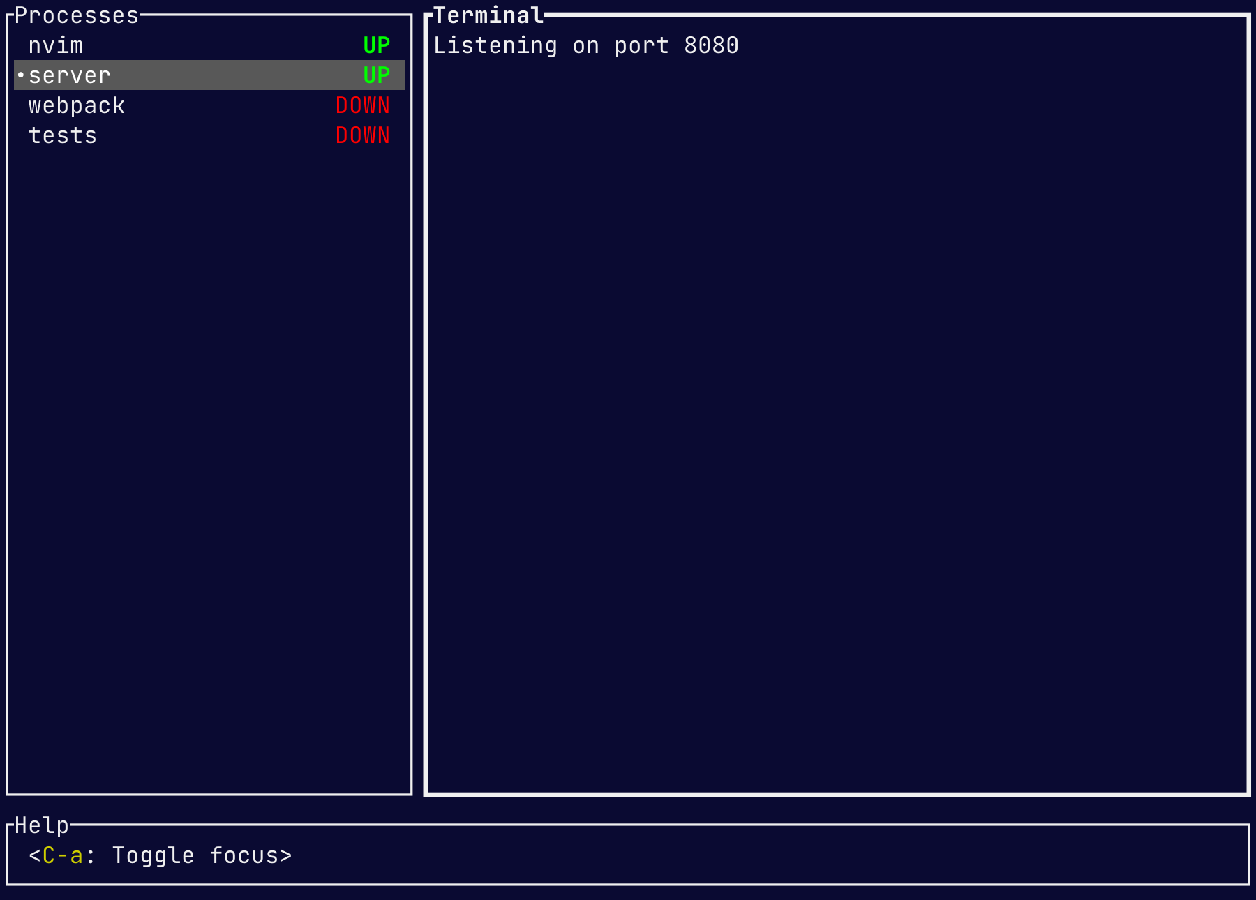 mprocs screenshot 2