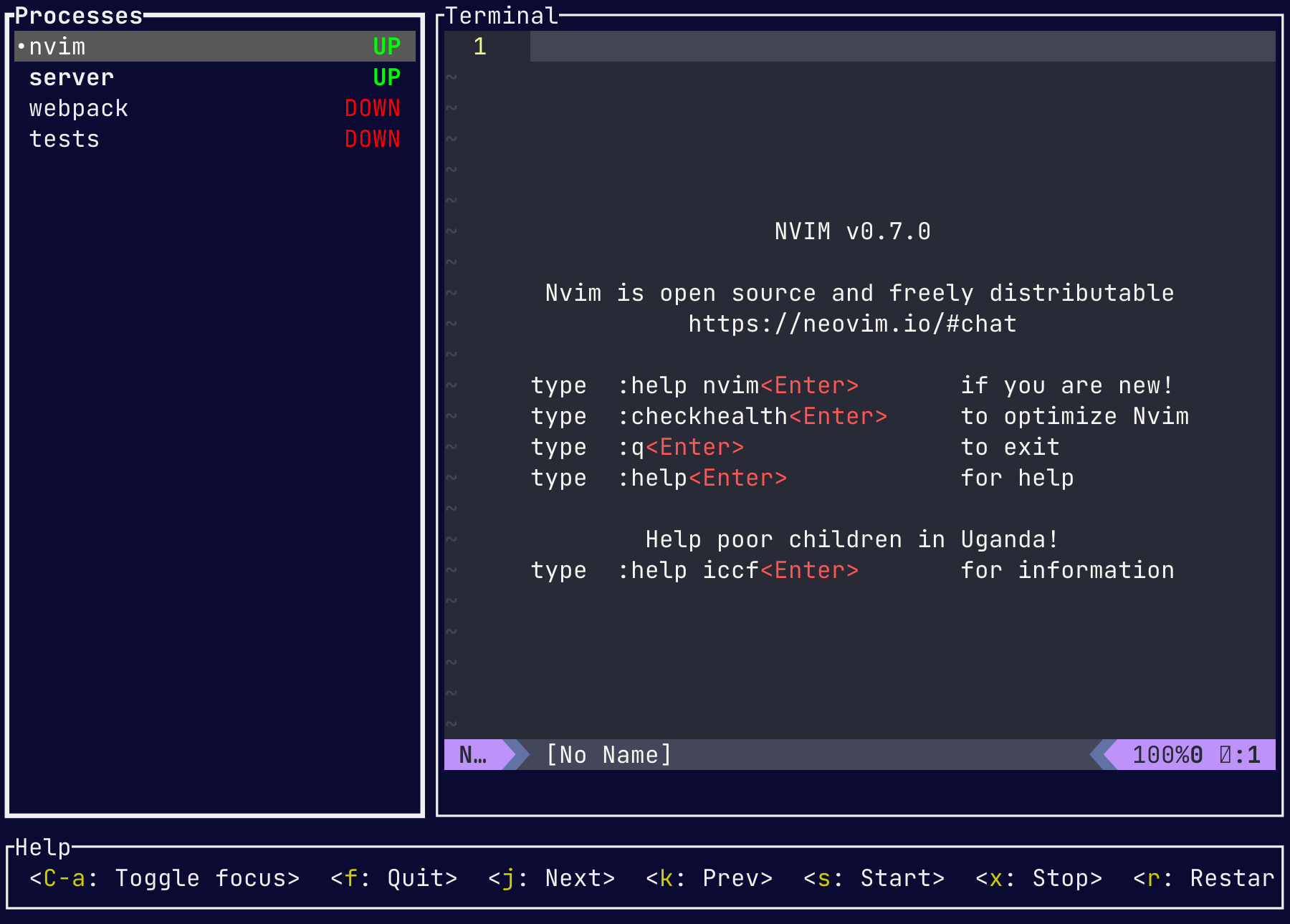 mprocs screenshot 1