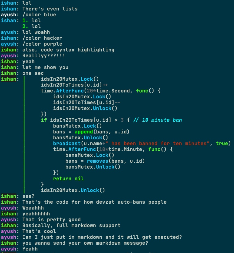 devzat screenshot 2