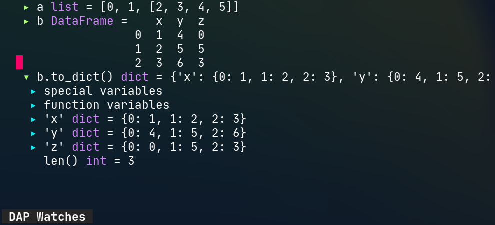 nvim-dap-ui screenshot 4