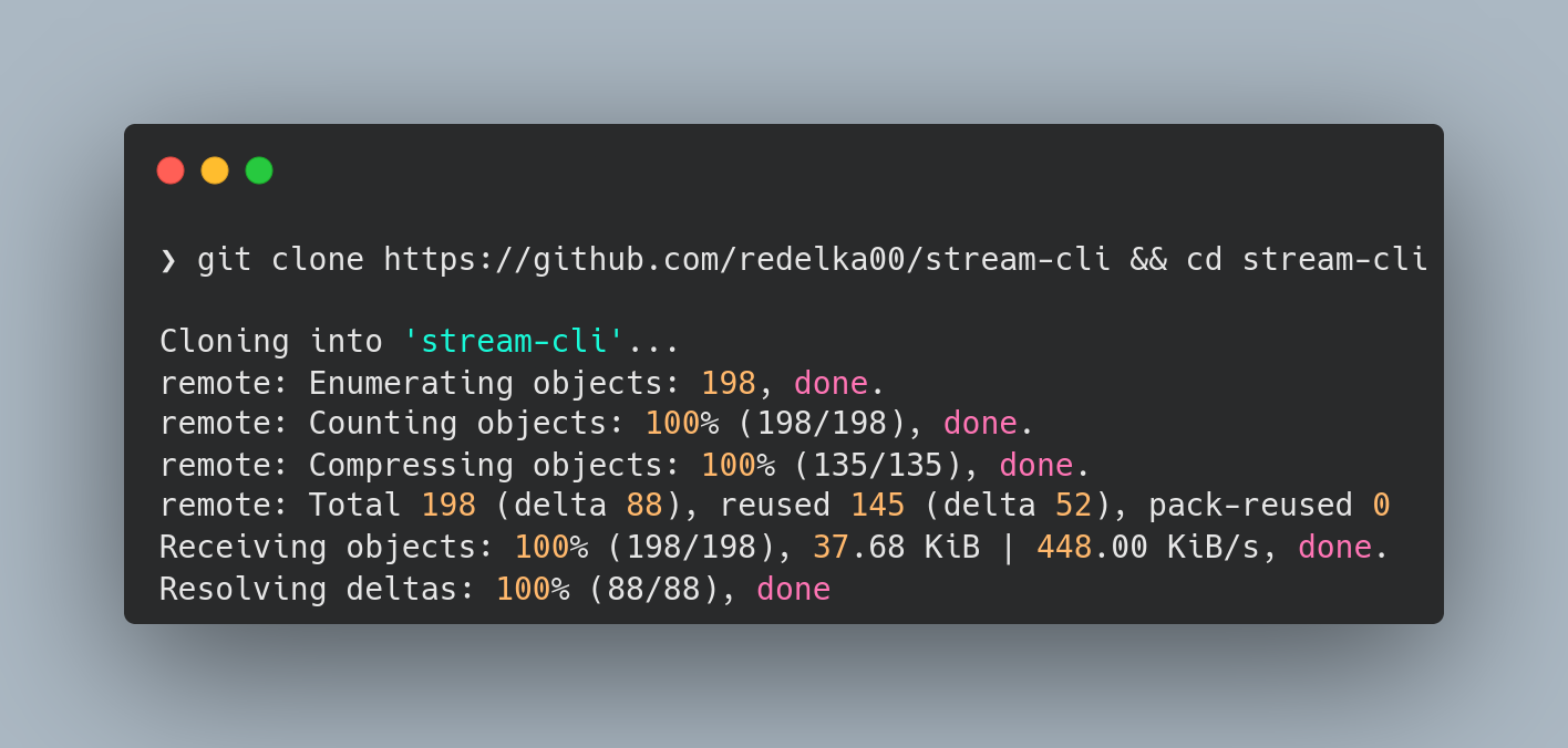 stream-cli screenshot 2