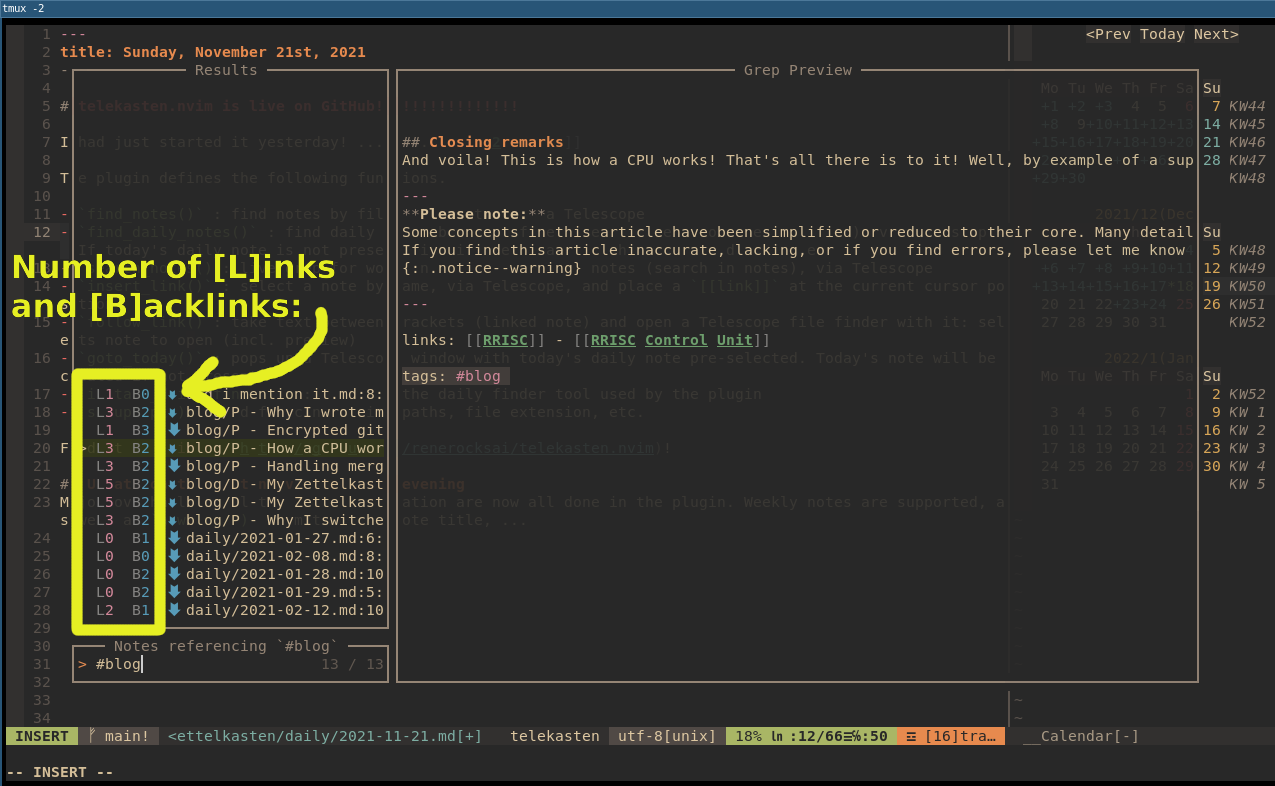 telekasten.nvim screenshot 5