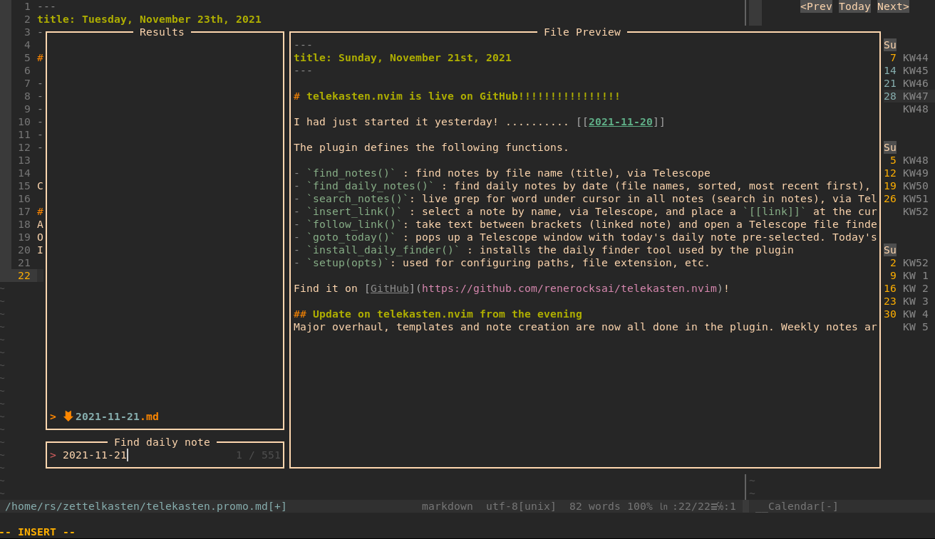telekasten.nvim screenshot 3