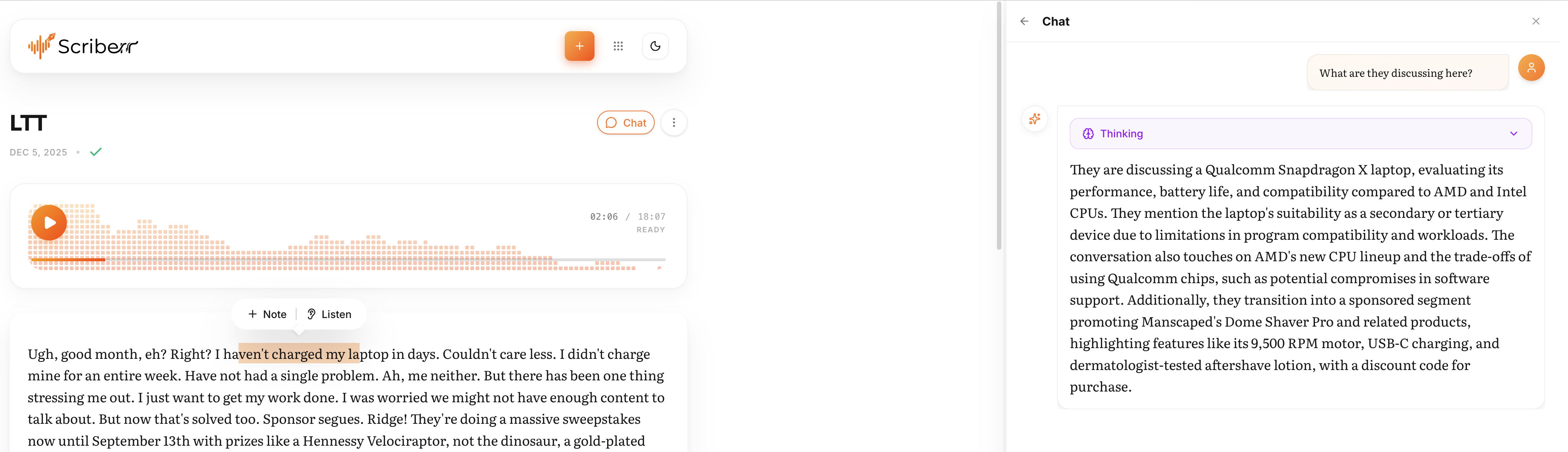 Scriberr screenshot 3