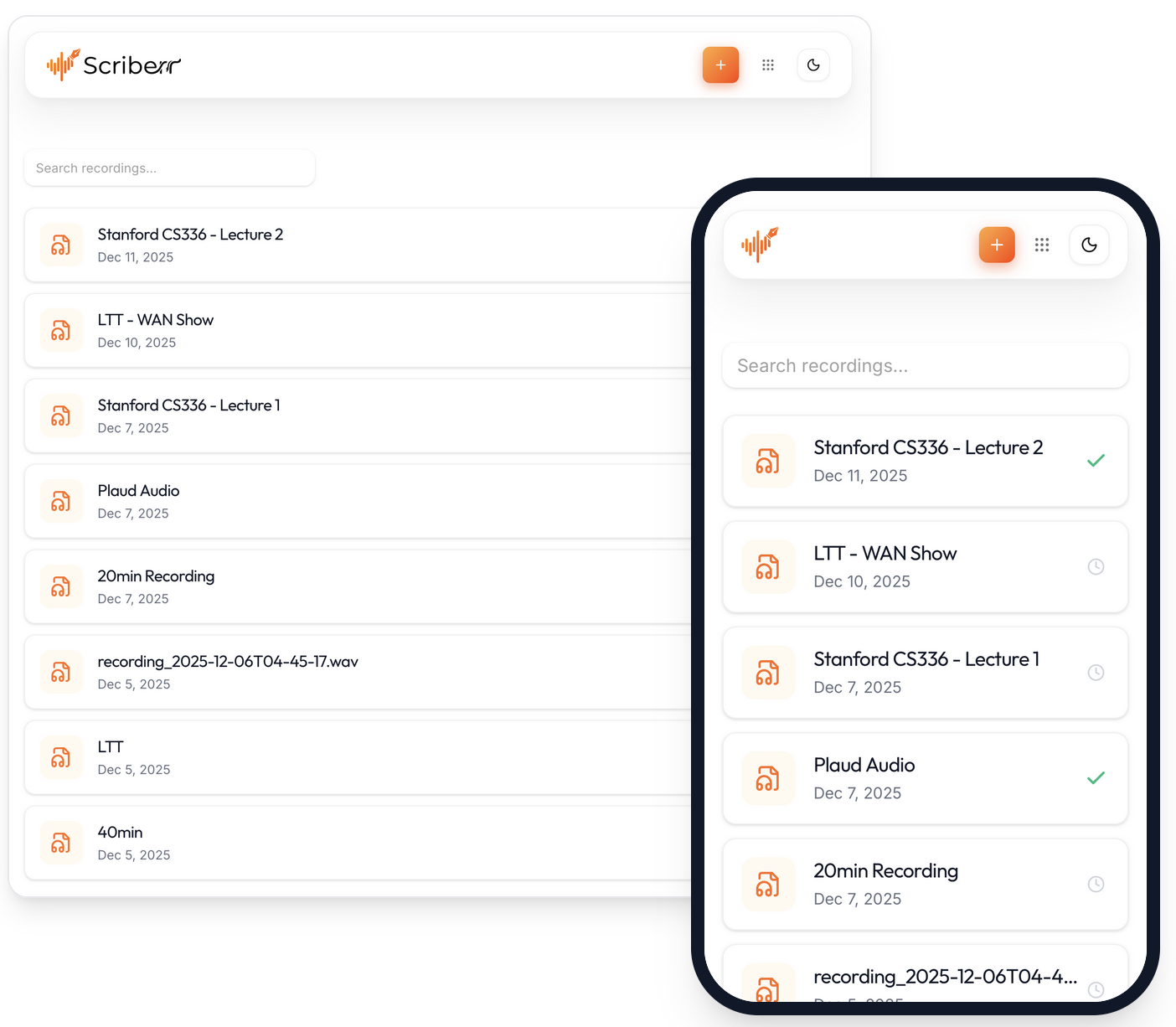 Scriberr screenshot 1