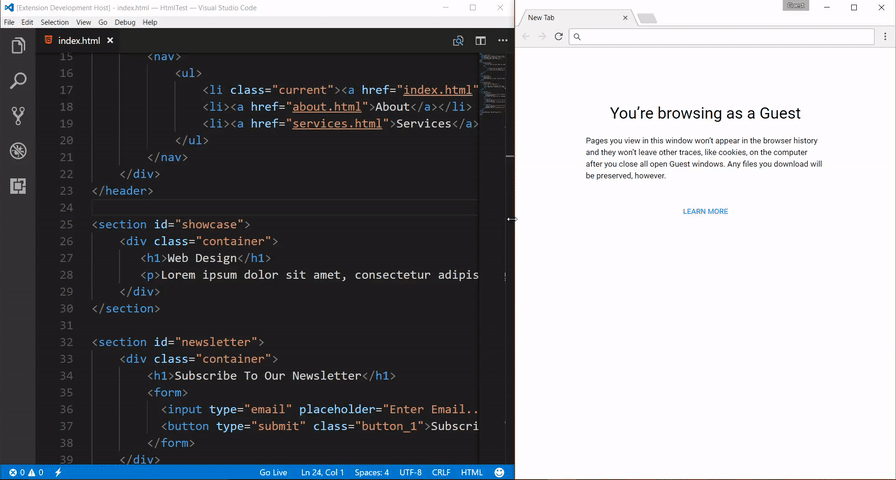 vscode-live-server screenshot 1