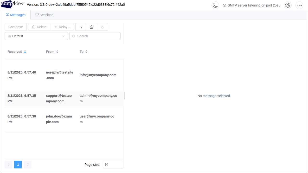 smtp4dev screenshot 1
