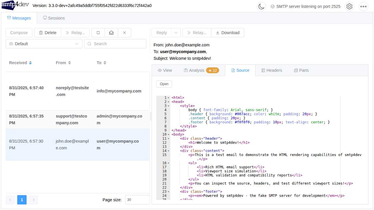 smtp4dev screenshot 4