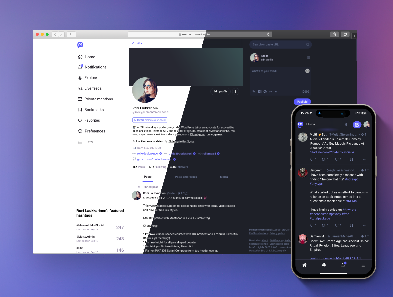 mastodon-bird-ui screenshot 1