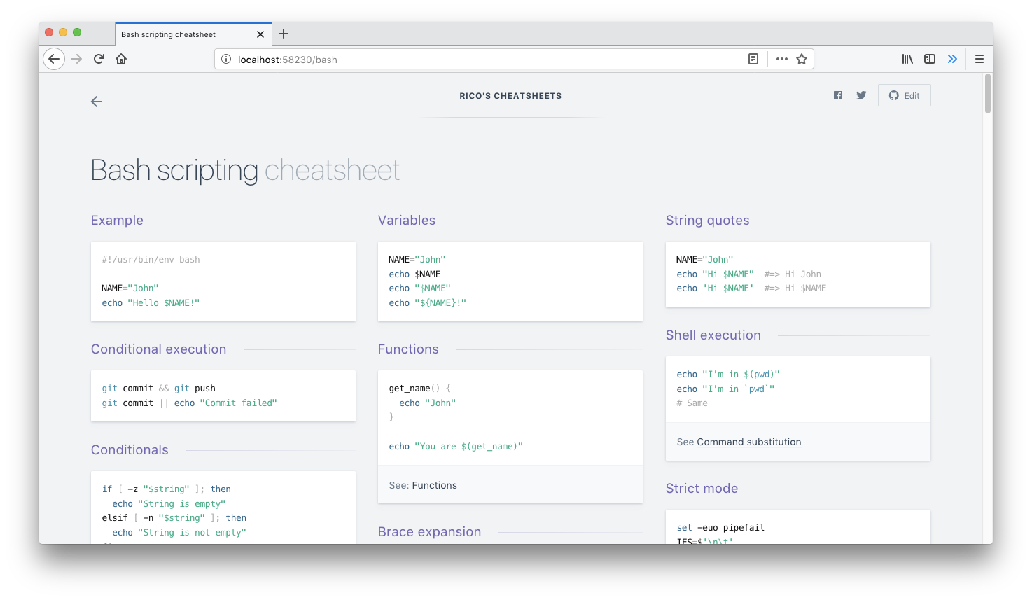 cheatsheets screenshot 1
