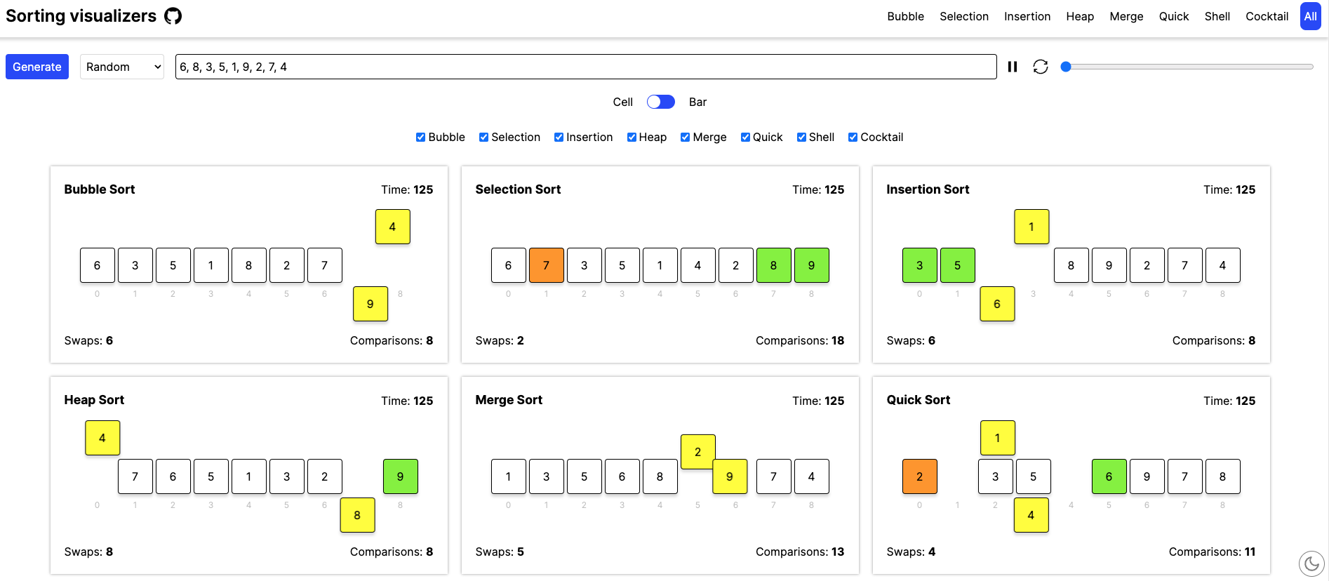 sorting-visualizer screenshot 1