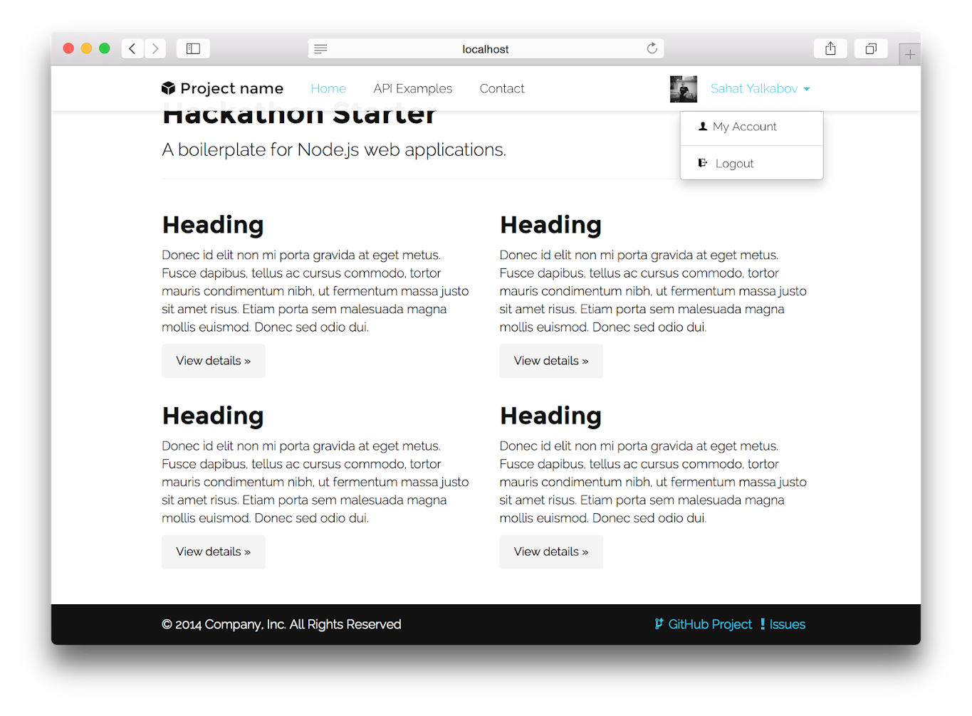 hackathon-starter screenshot 1