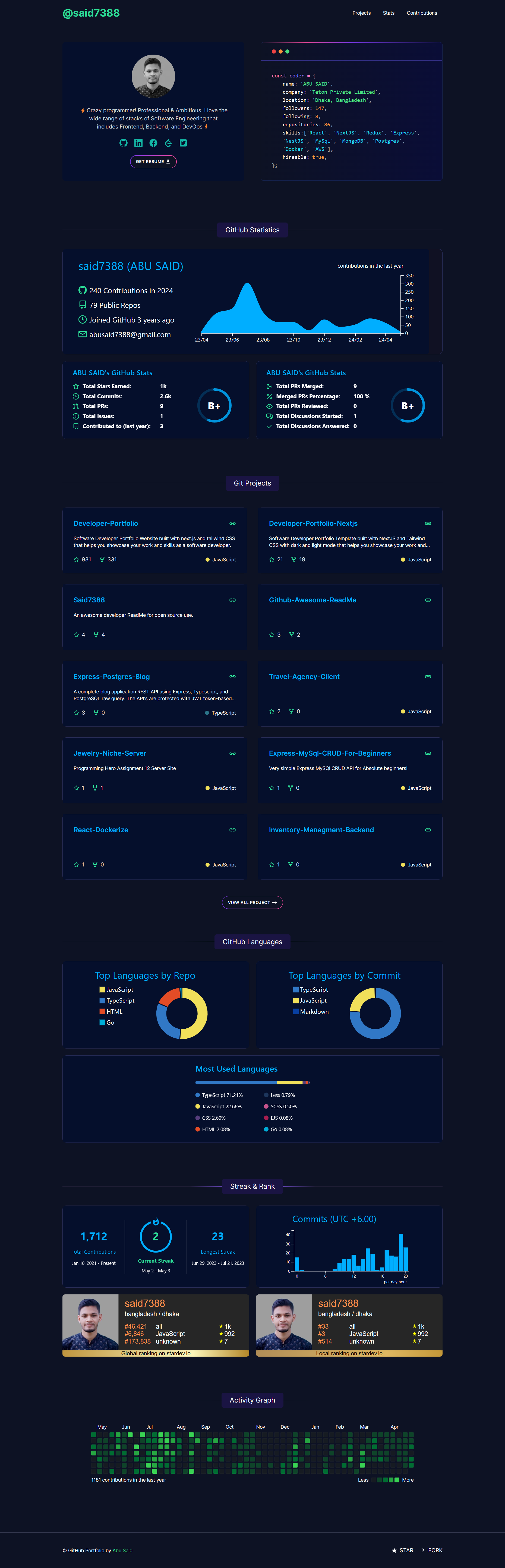 github-portfolio screenshot 1