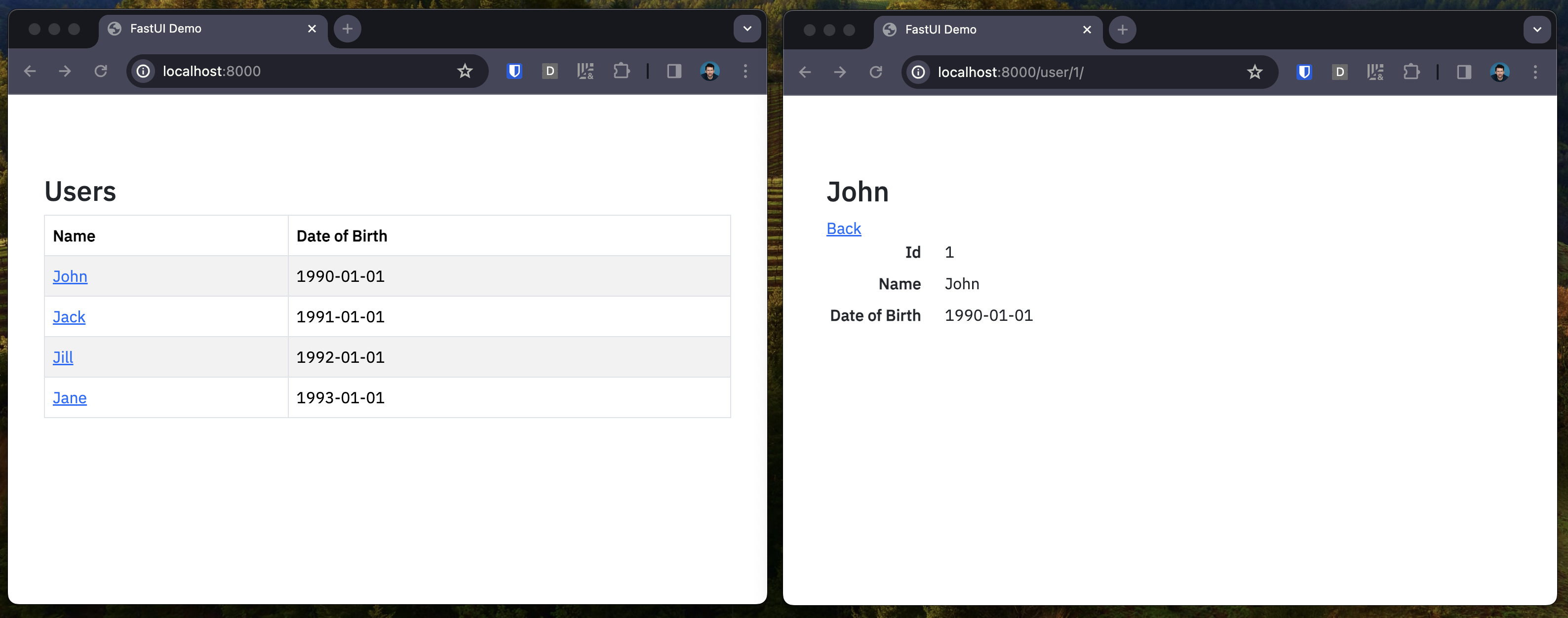 FastUI screenshot 1