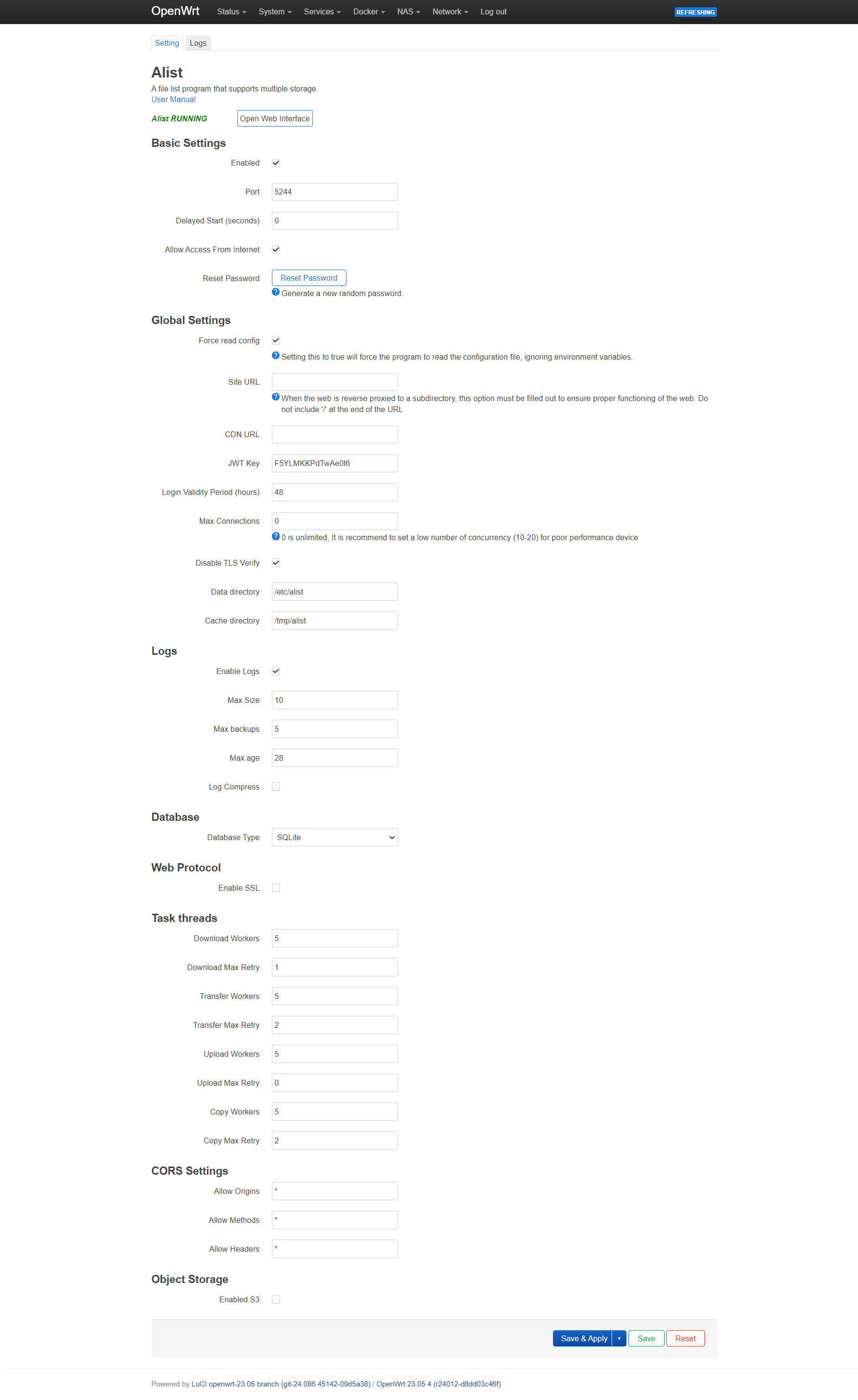 luci-app-alist screenshot 1