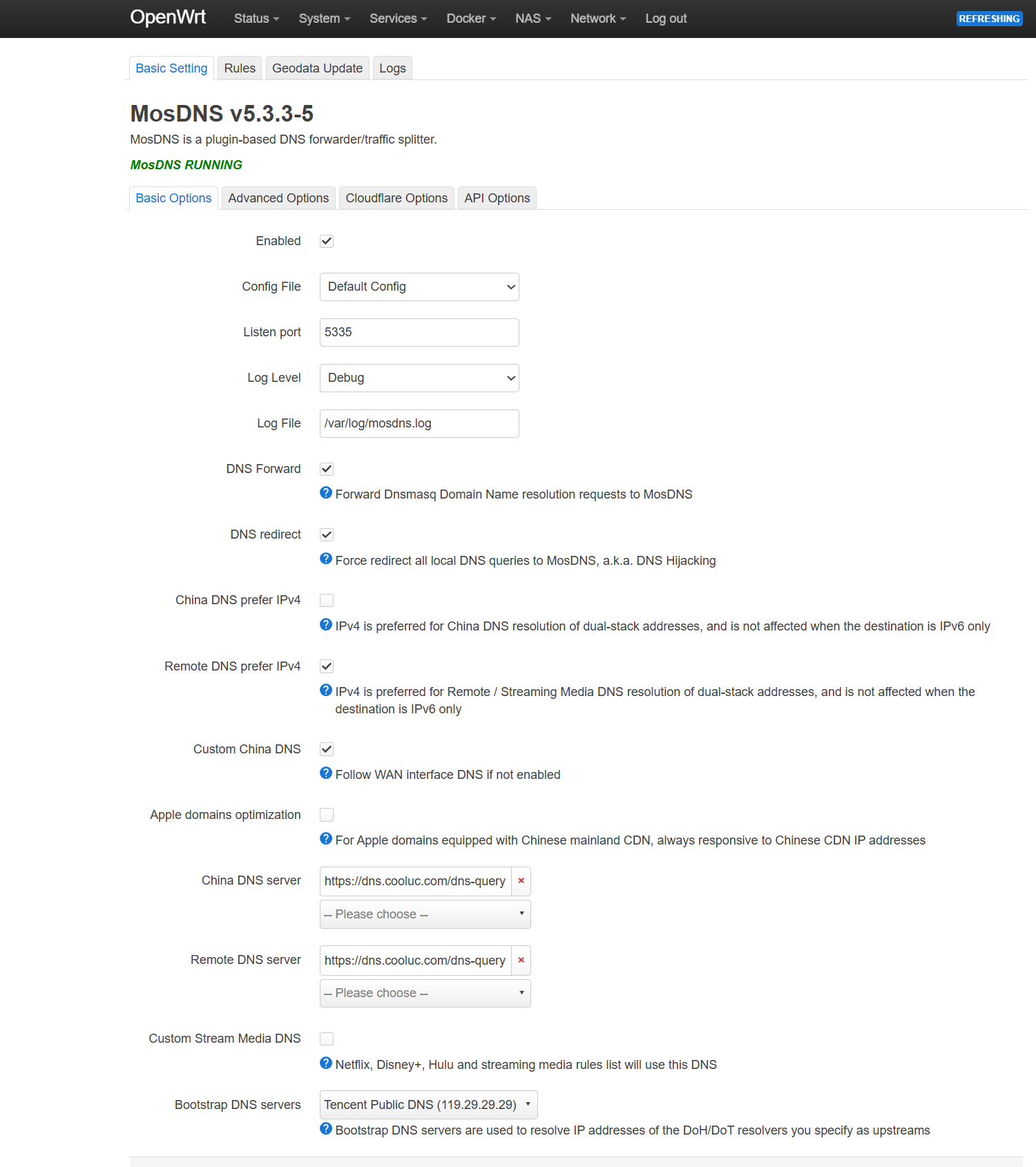 luci-app-mosdns screenshot 1