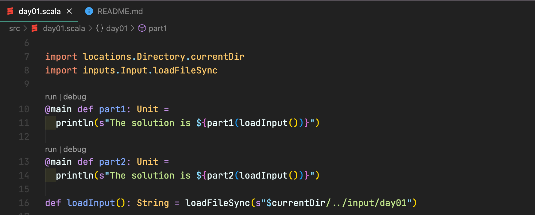 scala-advent-of-code screenshot 1