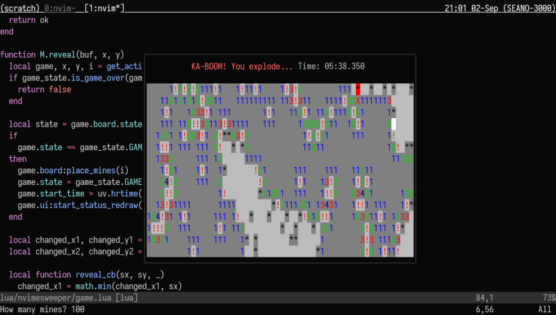 nvimesweeper screenshot 2