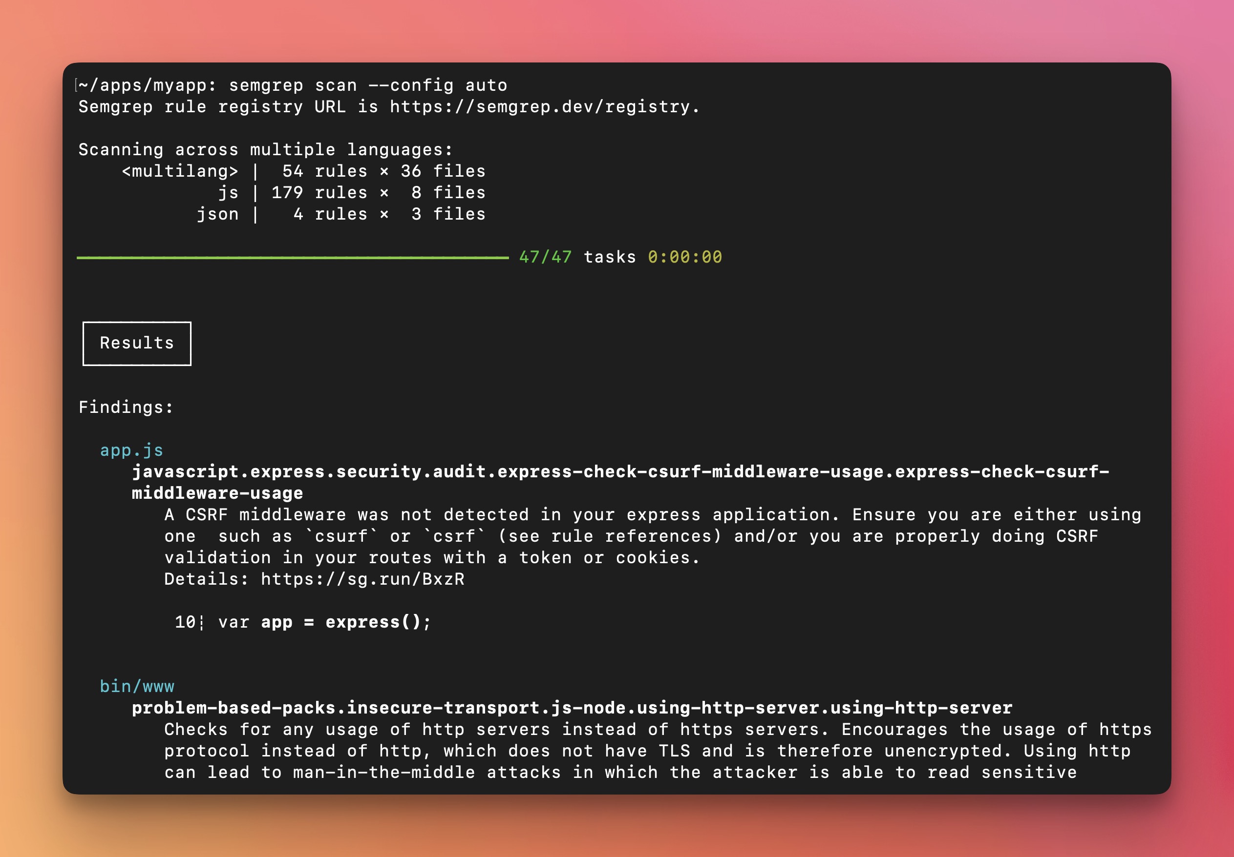 semgrep screenshot 1