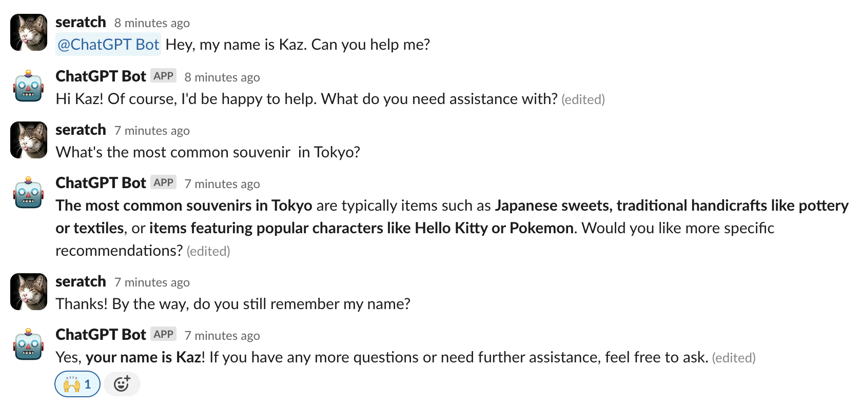 ChatGPT-in-Slack screenshot 1