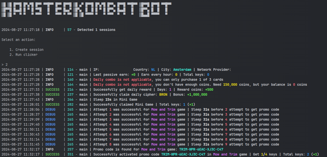 HamsterKombatBot screenshot 1