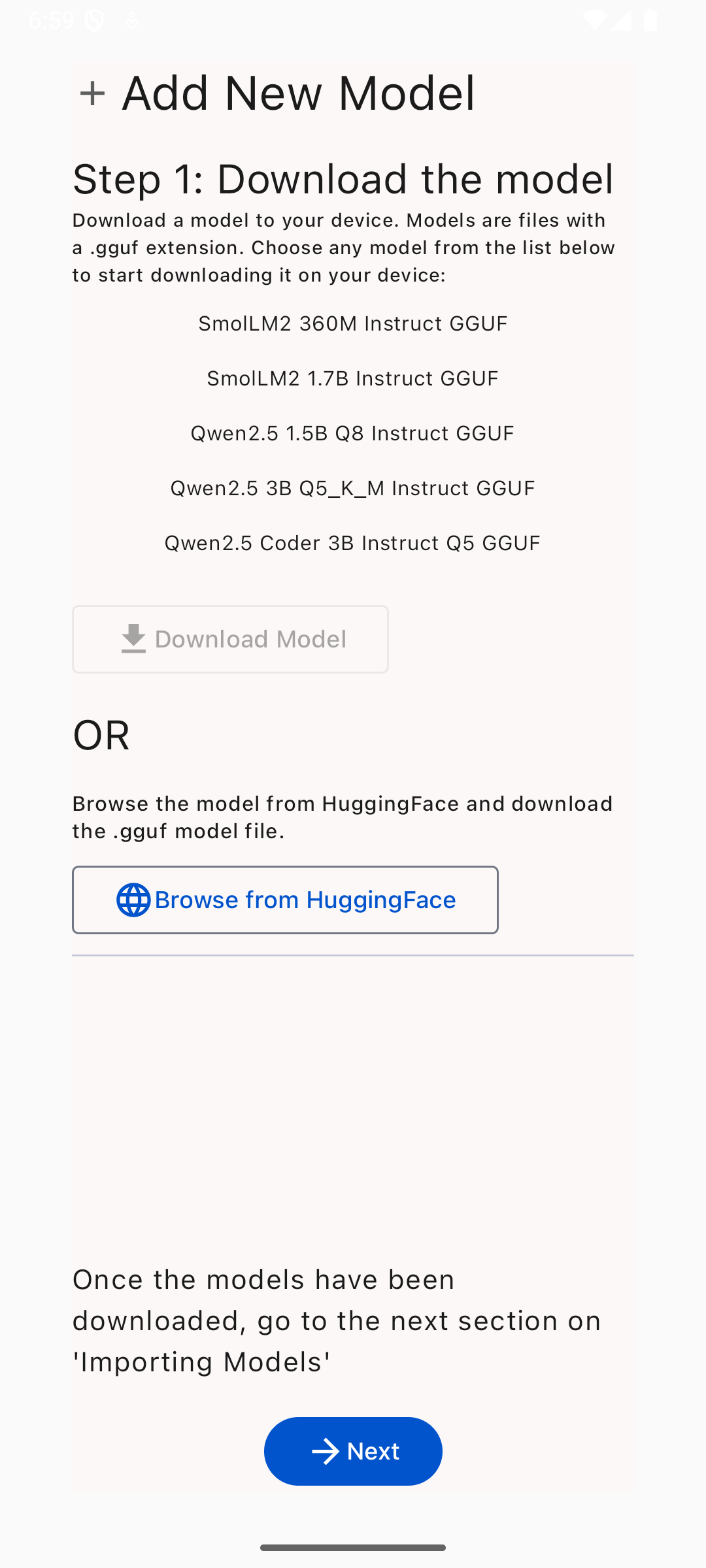 SmolChat-Android screenshot 1