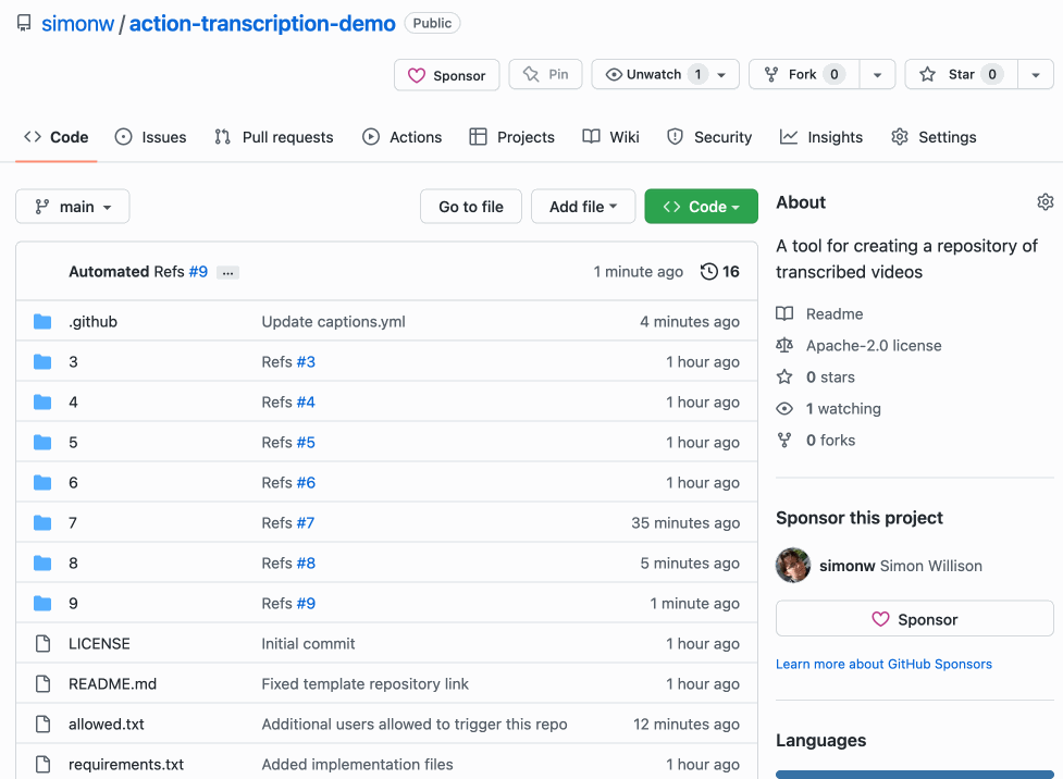 action-transcription screenshot 1
