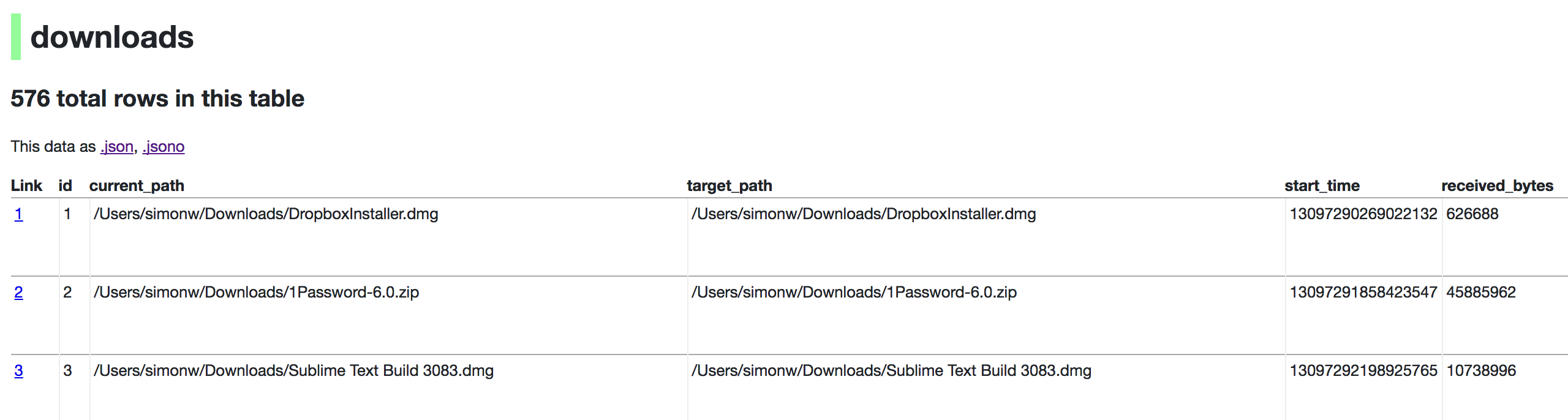 datasette screenshot 1