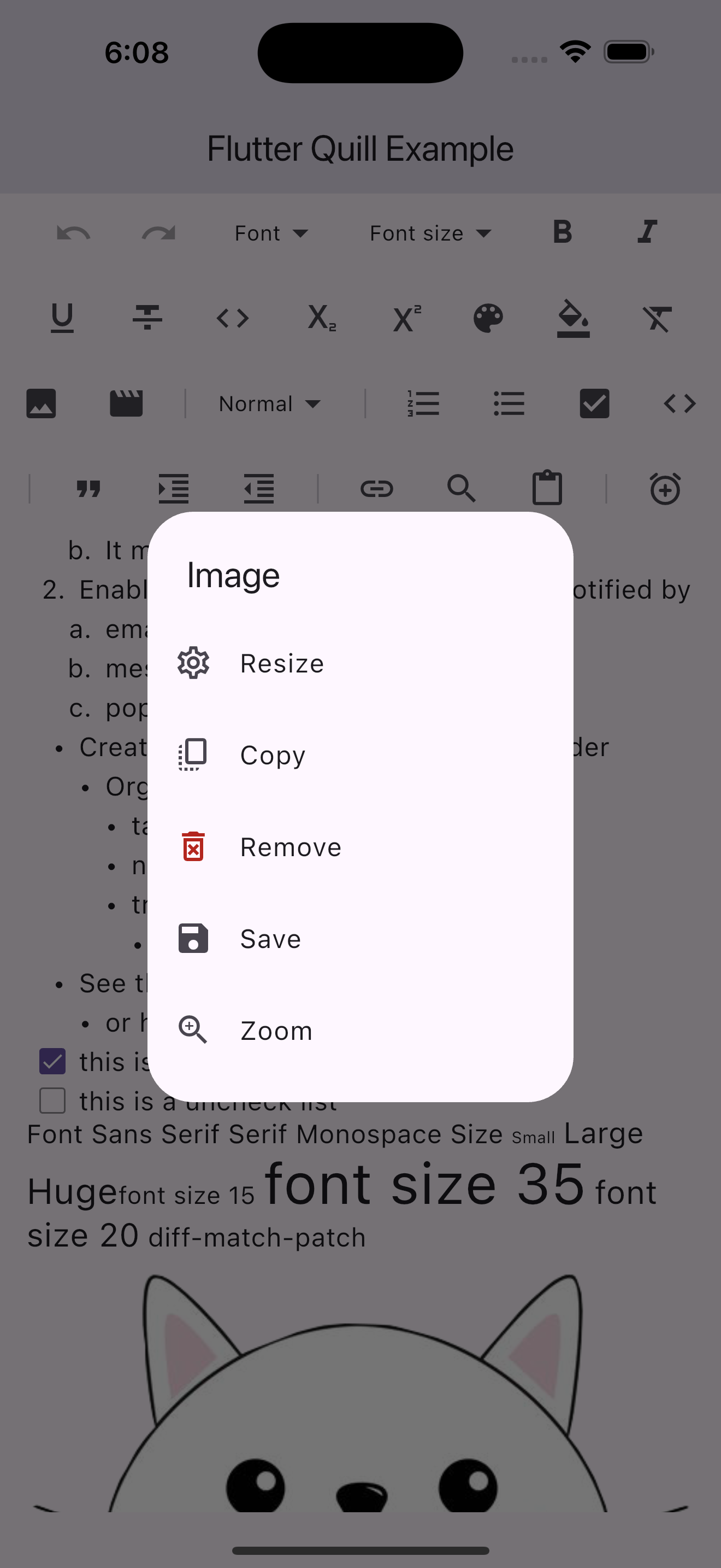 flutter-quill screenshot 2