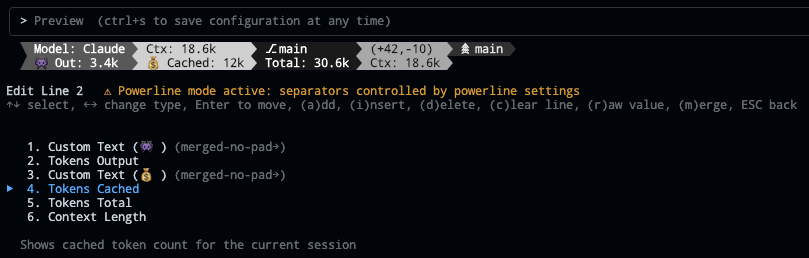 ccstatusline screenshot 2